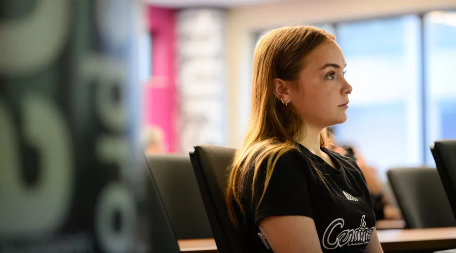 Students listening to a lecture in a nursing class